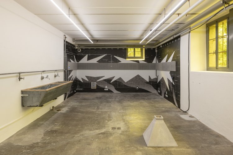 Installationsansicht der Arbeit «Another gate to Llano del Rio» des Künstlers Vicente Lesser in der ehemaligen Waschküche der Langmatt