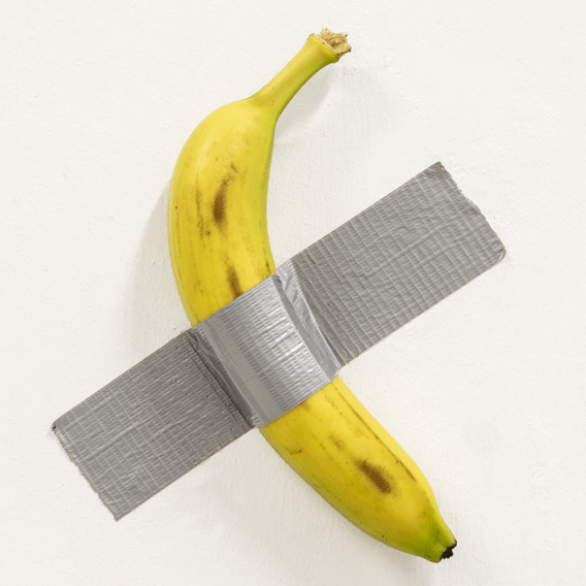 Maurizio Cattelan, Comedian, 2019. Photo : Zeno Zotti. Courtesy, Maurizio Cattelan's Archive. Galerie Perrotin Maurizio Cattelan, Comedian, 2019. Photo : Zeno Zotti. Courtesy, Maurizio Cattelan's Archive. Galerie Perrotin