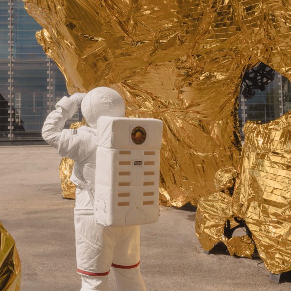 Astronaut schaut in die Ferne