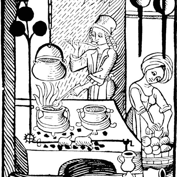 Mittelalterliche Küche. Aus: Kuchenmaistrey, Johannes Fischauer, Augsburg 1505