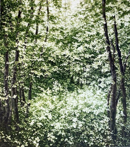 Une toile de l'artiste représentant la forêt