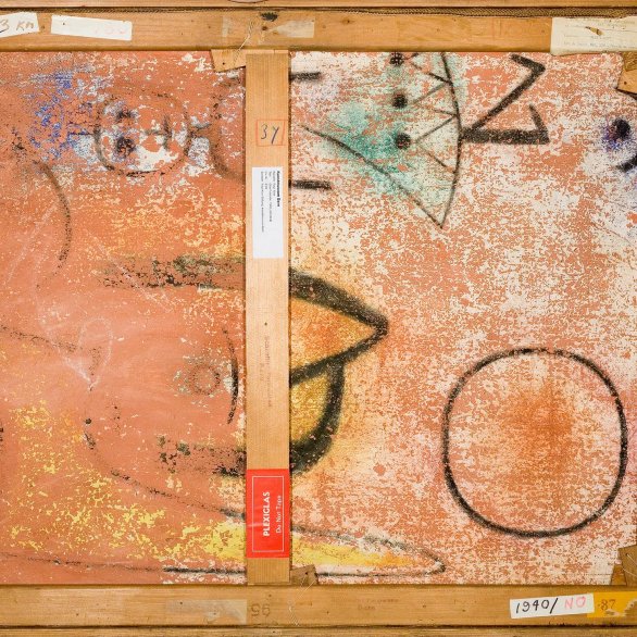 Paul Klee, Ohne Titel [Rückseite von Glas-Fassade] (Ausschnitt), 1940, Ölfarbe auf Grundierung auf Leinwand, Keilrahmen, 71,3 × 95,7 cm, Zentrum Paul Klee, Bern  © Zentrum Paul Klee