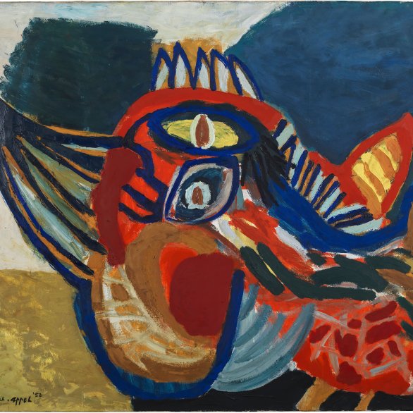 Karel Appel, Le coq furieux, 1952, Öl auf textilem Träger, 89 × 116 cm, Expressionismus-Stiftung beim Kunstmuseum Bern, Bern  © Karel Appel Foundation / 2025, ProLitteris, Zurich