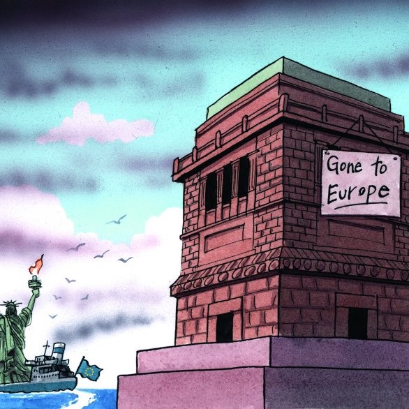 Die Freiheitsstatue verlässt Amerika und macht sich auf nach Europa