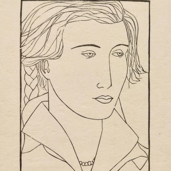 Franz Gertsch, Mädchenkopf, 1950 (1997), Holzschnitt / Woodcut, 18 x 12.5 cm, Handabzug 7 6/27 auf Kumohadamashi-Japanpapier von Heizaburo Iwano / Woodcut 7 6/27 on Kumohadamashi Japanese paper by Heizaburo Iwano, Museum Franz Gertsch, Burgdorf © Franz Gertsch AG