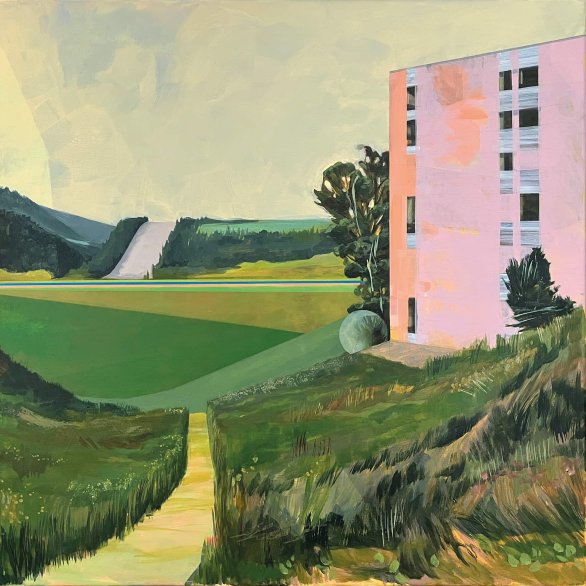 Angela Zwahlen  Schneise, 2025 Acryl auf Leinwand / Acrylique sur toile 70 x 70 cm Besitz der Künstlerin / Propriété de l’artiste © Angela Zwahlen