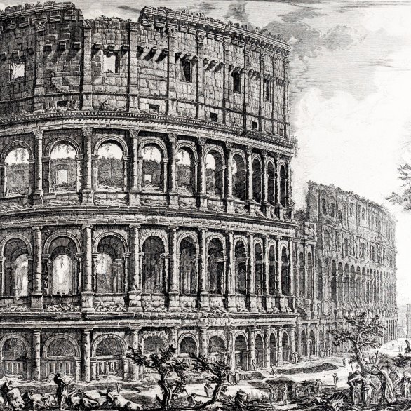 Giovanni Battista Piranesi (1720 – 1778), Ansicht des Kolosseums, Erstdruck 1757-58?, Radierung, GDKE Landesmuseum Mainz, Foto: A. Garth