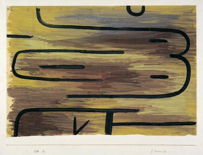 Paul Klee (1879 − 1940) fliessend, 1938, 13 Kleisterfarbe auf Papier auf Karton 33,5 x 48,5 cm Zentrum Paul Klee, Bern, Depositum aus Privatbesitz, Schweiz