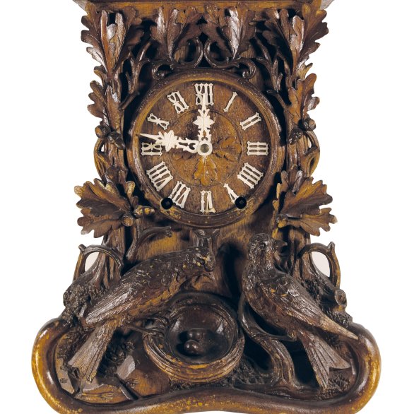 Tischuhr, Kuckuck, Federzugwerk, um 1870