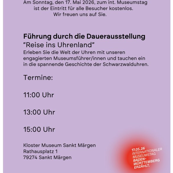 Am Sonntag, den 17. Mai 2026, zum int. Museumstag, ist der Eintritt für alle Besucher kostenlos.