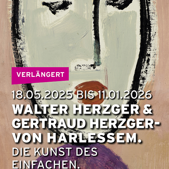 Das Gemälde zeigt vor rosafarbenem Grund einen großen, eiförmigen Kopf in hellem Grün, schwarz umrandet, mit schmalen schwarzen Augen, einem geschwungenen Nasenstrich und rotbraunem Mund. Unterhalb des Kopfes liegt ein violettfarbener Torso mit rotem Rechteck.