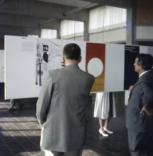 HfG-Ausstellung in der Mensa der Hochschule, Fotograf Klaus Wille, 1958, (c) HfG-Archiv Ulm