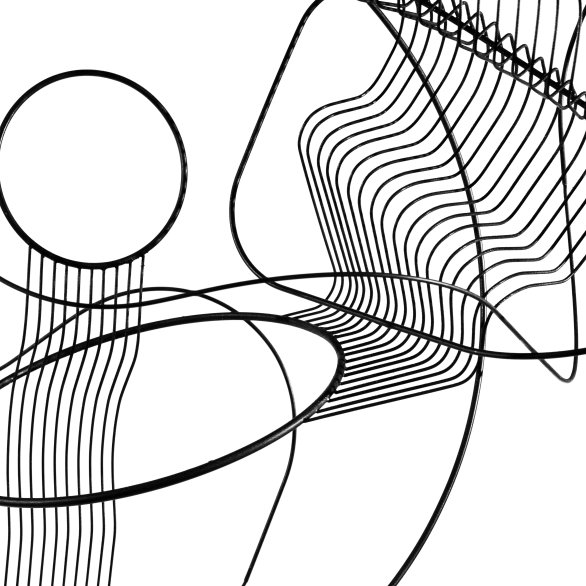 Schwarze Linien in unterschiedlicher Bewegung auf weißem Grund