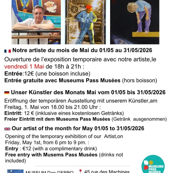 Exposition temporaire & Soirée d'ouverture de notre artiste du mois de Mai : Eric Mazurie