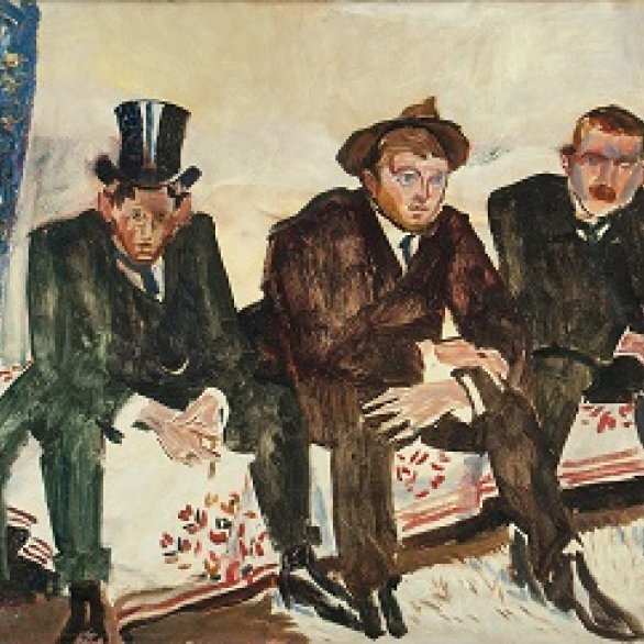 Albert Weisgerber, Drei Männer auf dem Sofa, 1906, © Museum Pfalzgalerie Kaiserslautern (MPK)